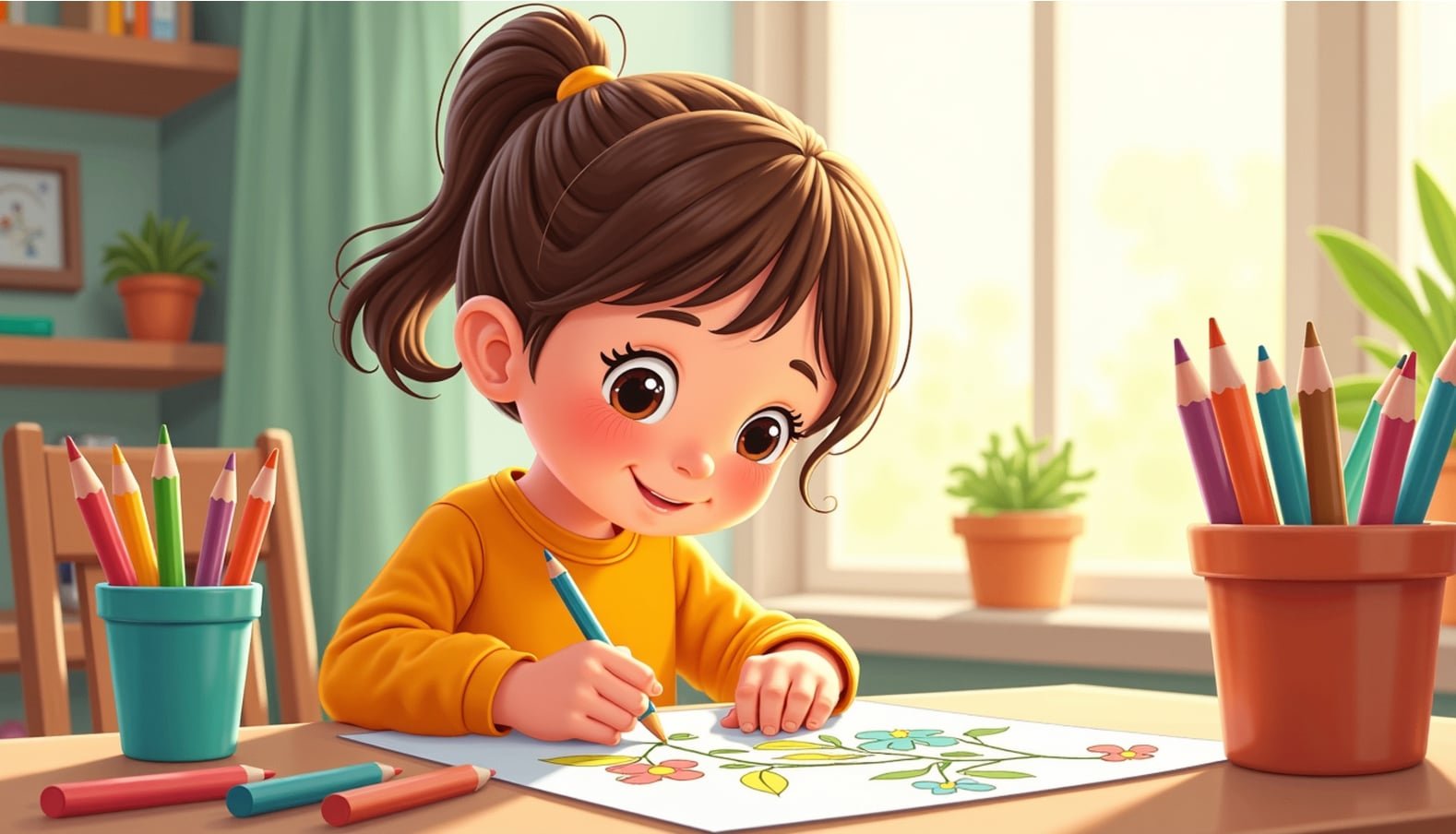 A child coloring a page by OpenToColor studio A child coloring a page by OpenToColor studio