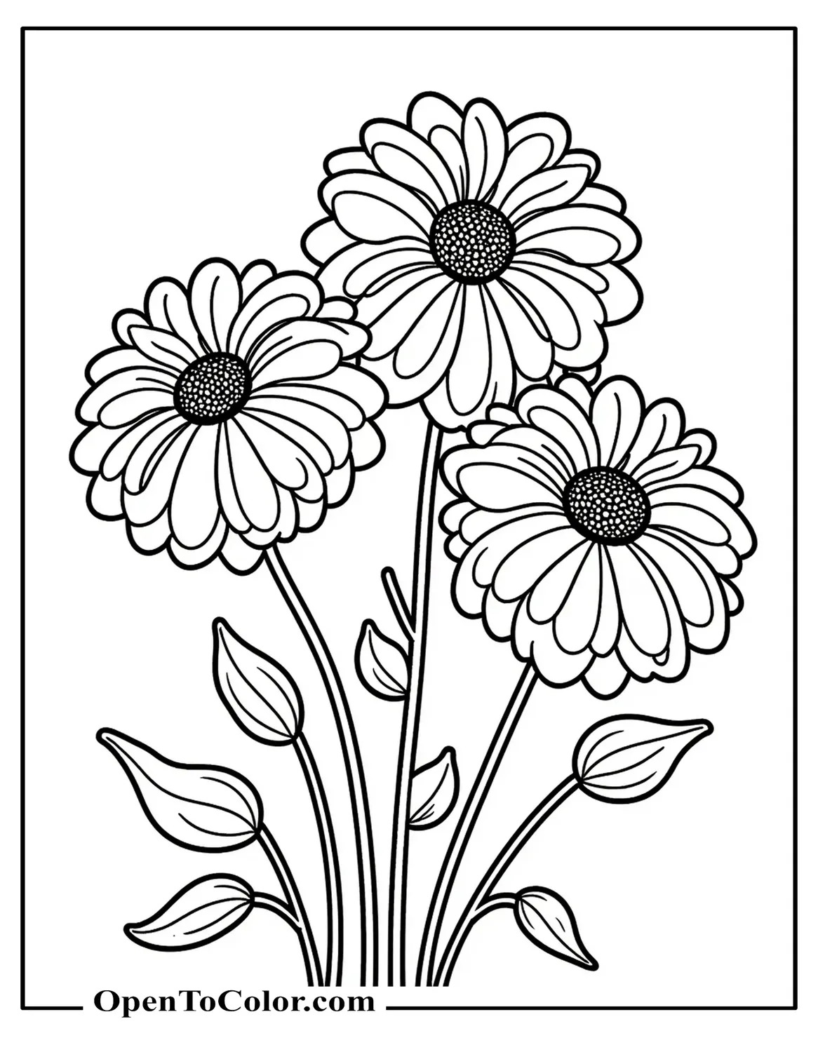 Multiple Flowers With Intricate Overlapping Patterns, Free Coloring Sheet