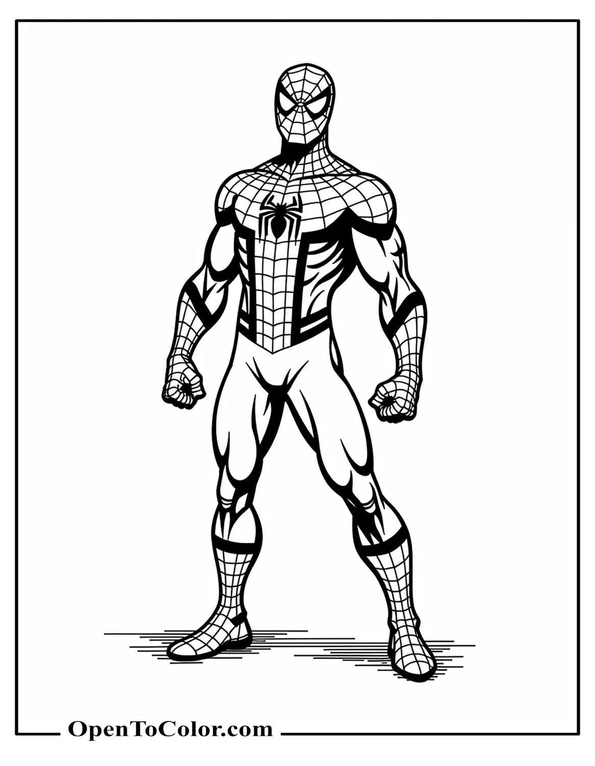Spiderman In An Angry Pose Coloring Page PDF