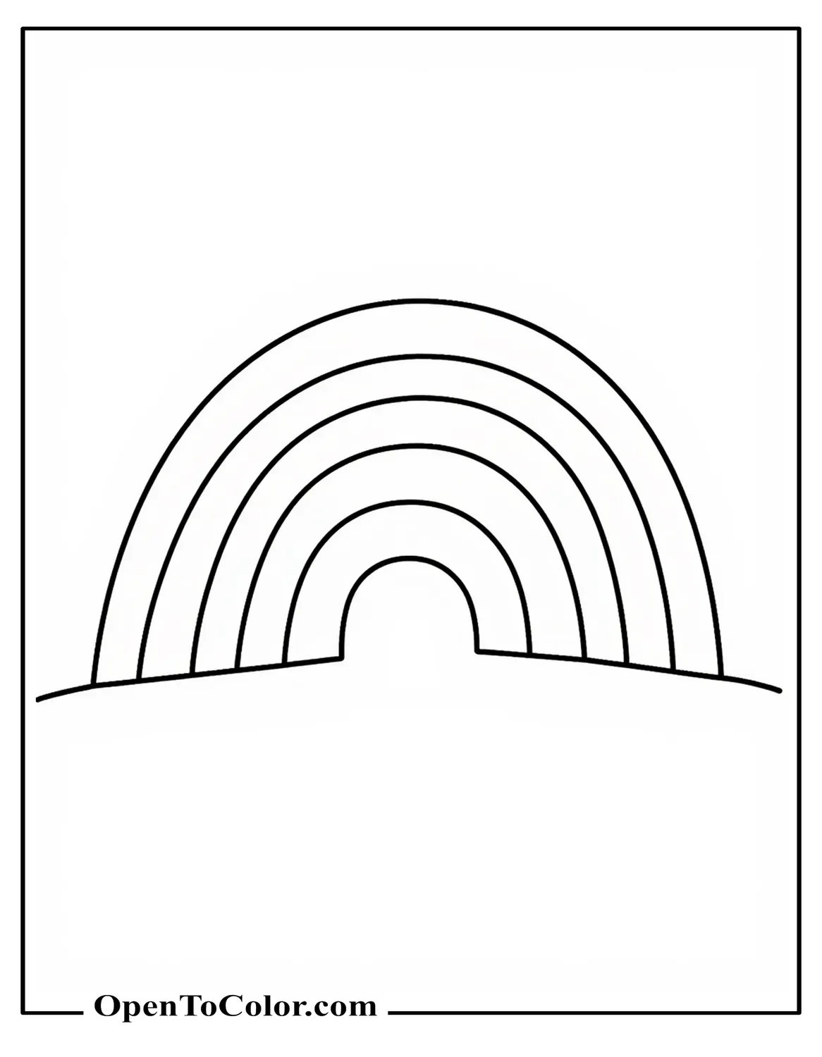Printable Coloring Page of Empty Rainbow Outline with Wide Bands, No Background Elements