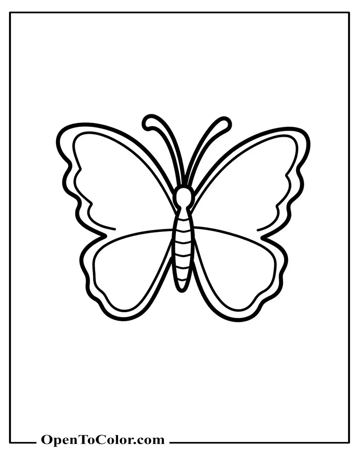 Free Bold Butterfly Outline Coloring Page Ready as a Cut-Out Template