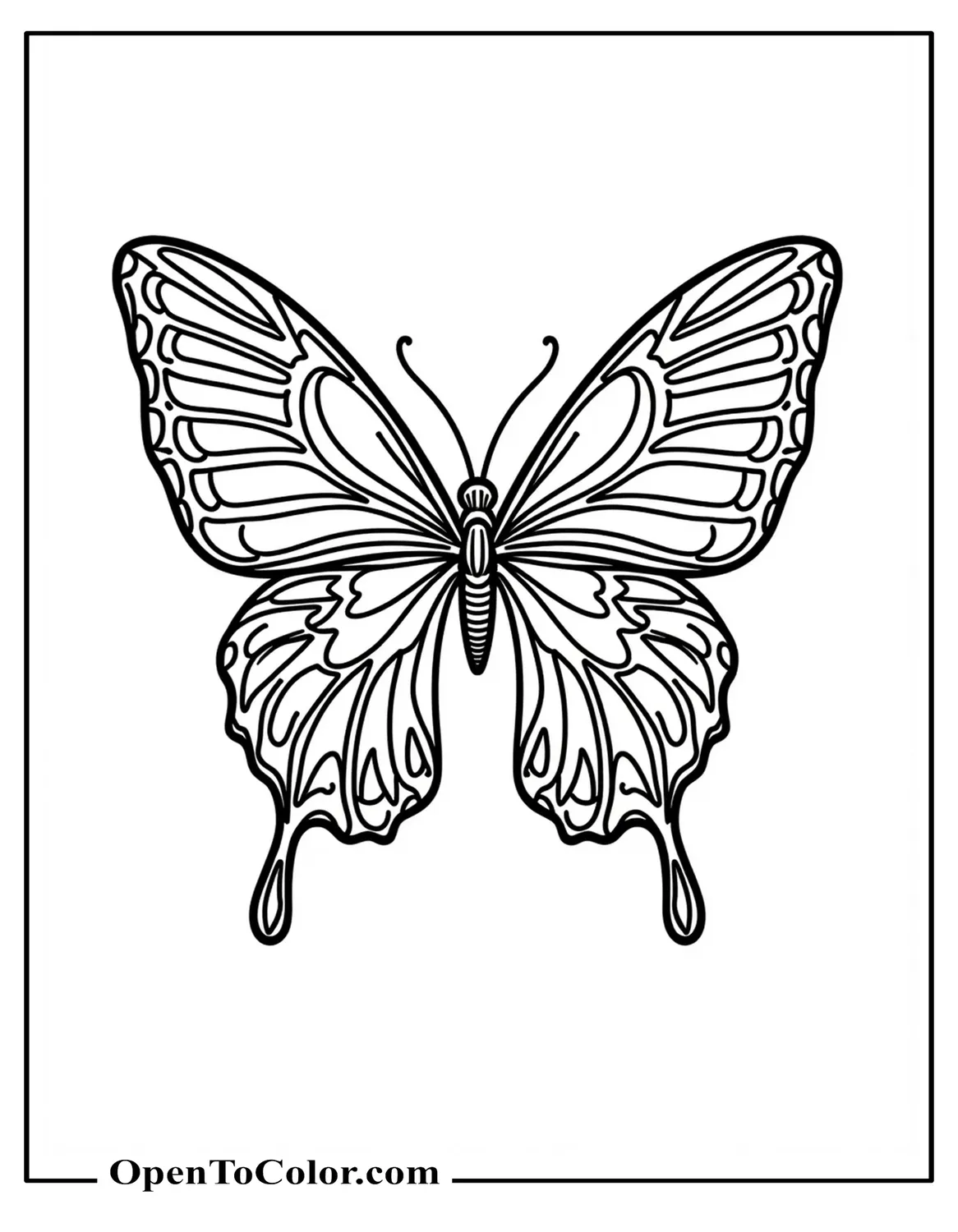 Free Coloring Page of Tribal Butterfly Tattoo Sketch