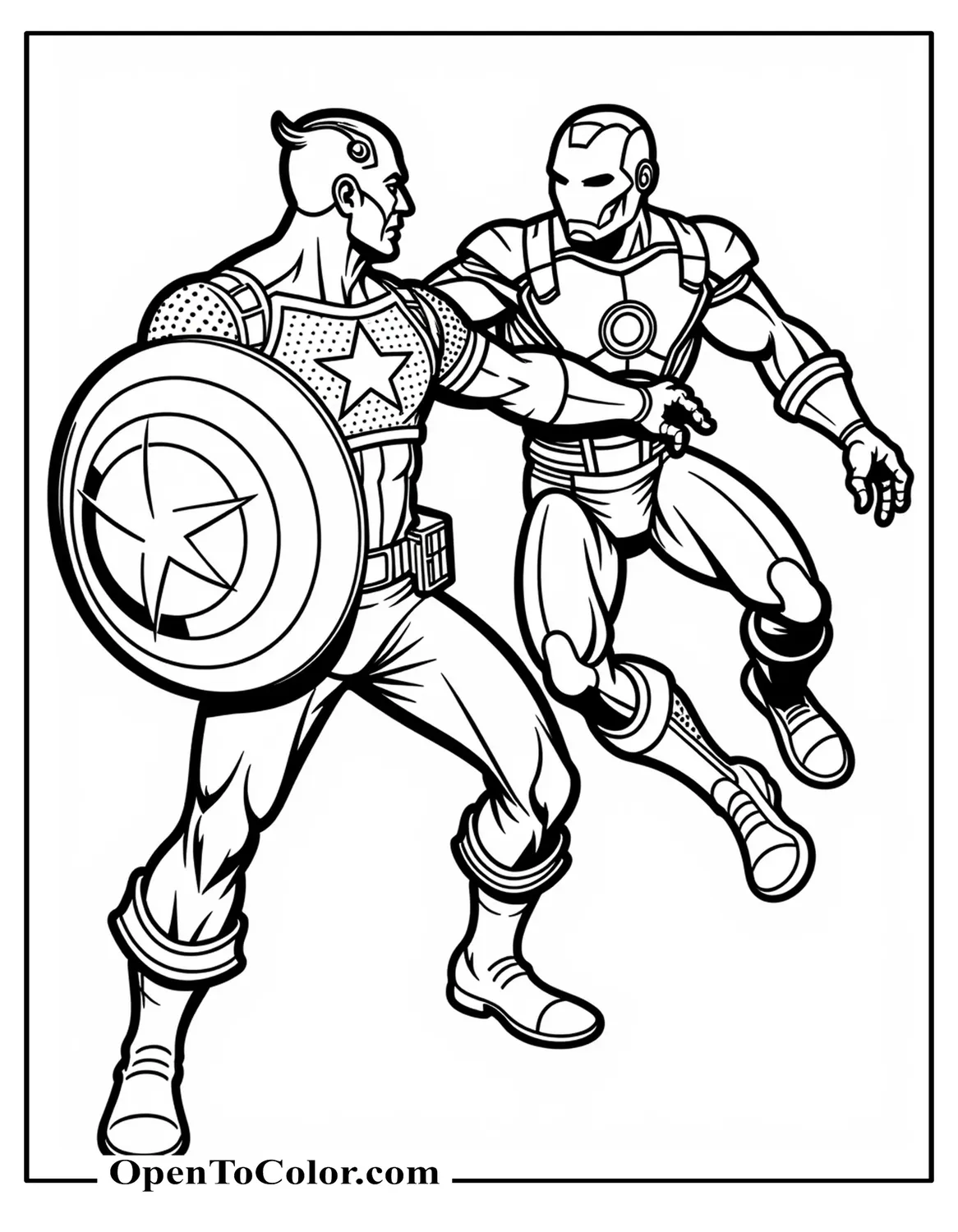 Captain America Vs. Iron Man Rumble Printable Coloring Page