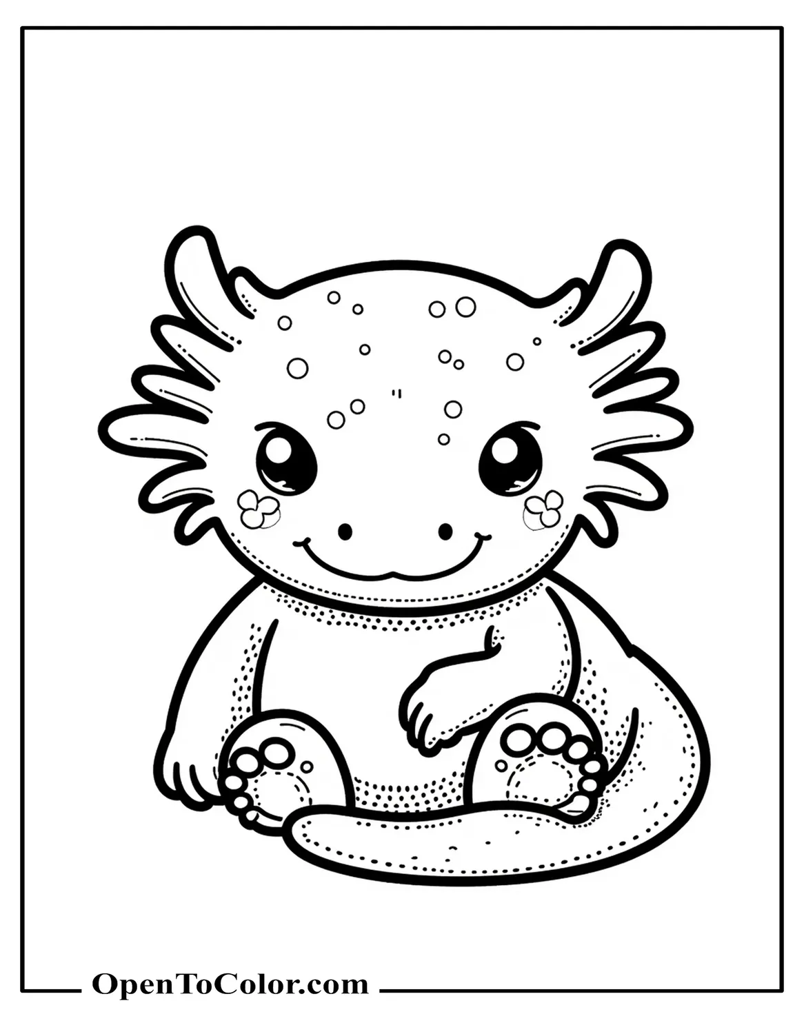 Free Funkopop Style Axolotl Coloring Page With an Oversized Head