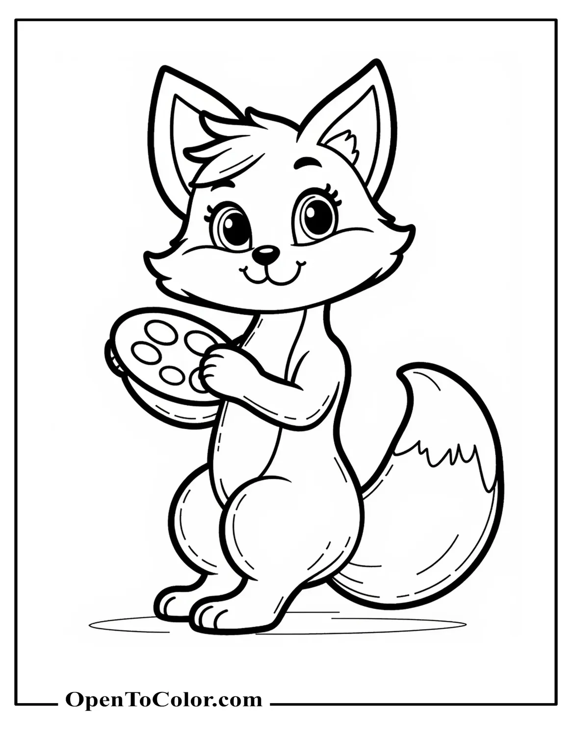 Free Coloring Sheet of a Fox Holding a Color-By-Number Palette