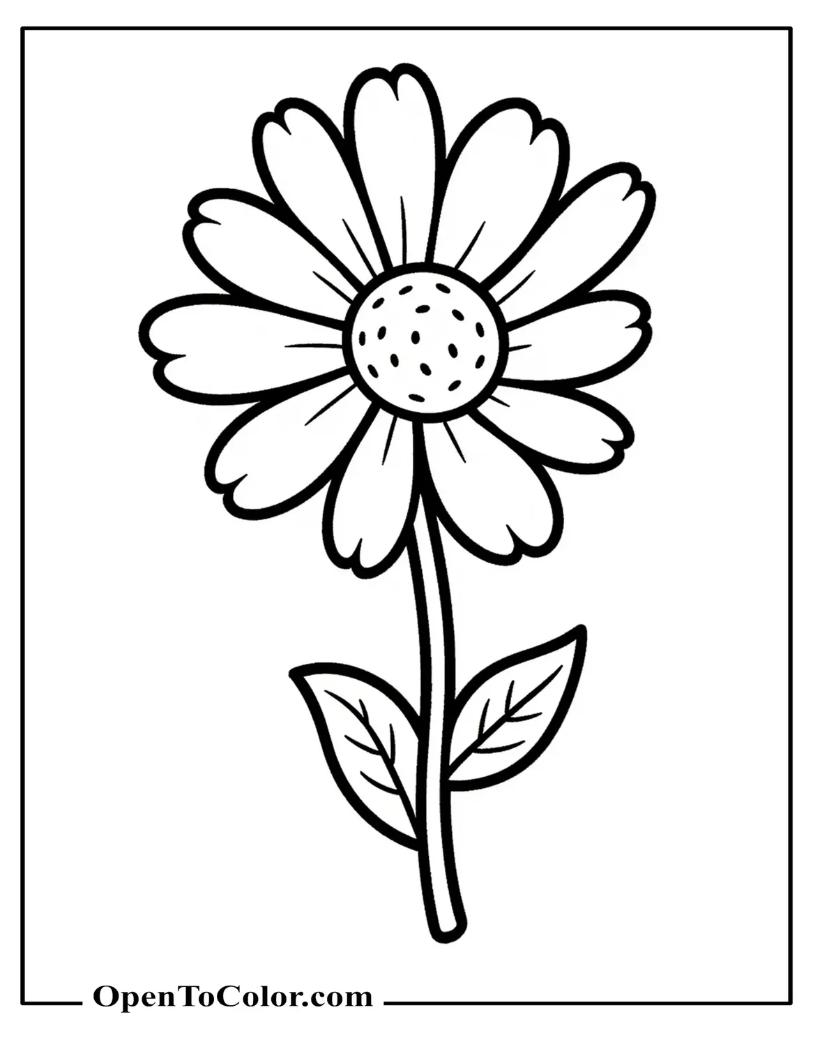 Free Coloring Sheet of Big Daisy-Like Flower
