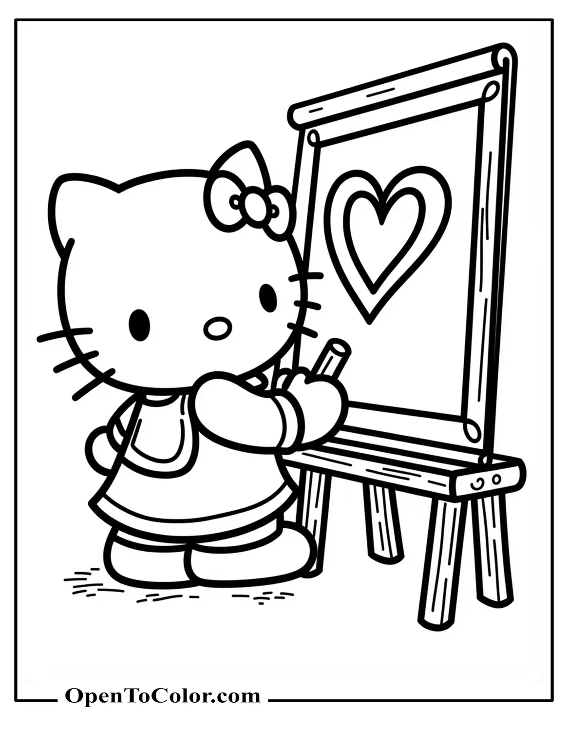 Free Hello Kitty Coloring Sheet Drawing A Heart On A Chalkboard