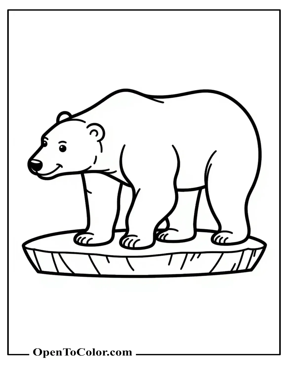Straightforward Polar Bear Coloring Sheet Standing Profile On Flat Ice Shelf PDF