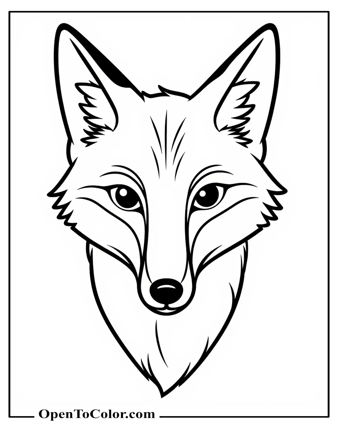 Close-up Fox Face With Detailed Whiskers, Free Coloring Sheet