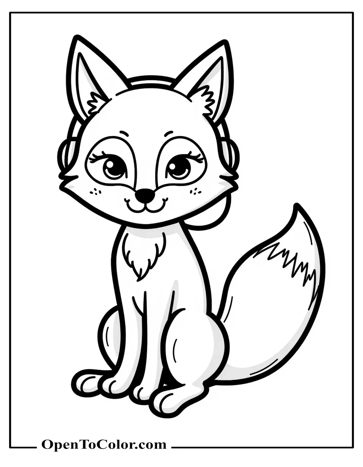 Fox Wearing Headphones Nodding to Music Coloring Sheet PDF