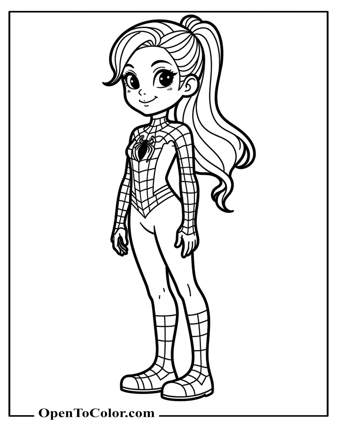 Realistic Spider Man Falling Mid Air After He Slipped On A Small Banana Peel While Coloring Sheet Printable