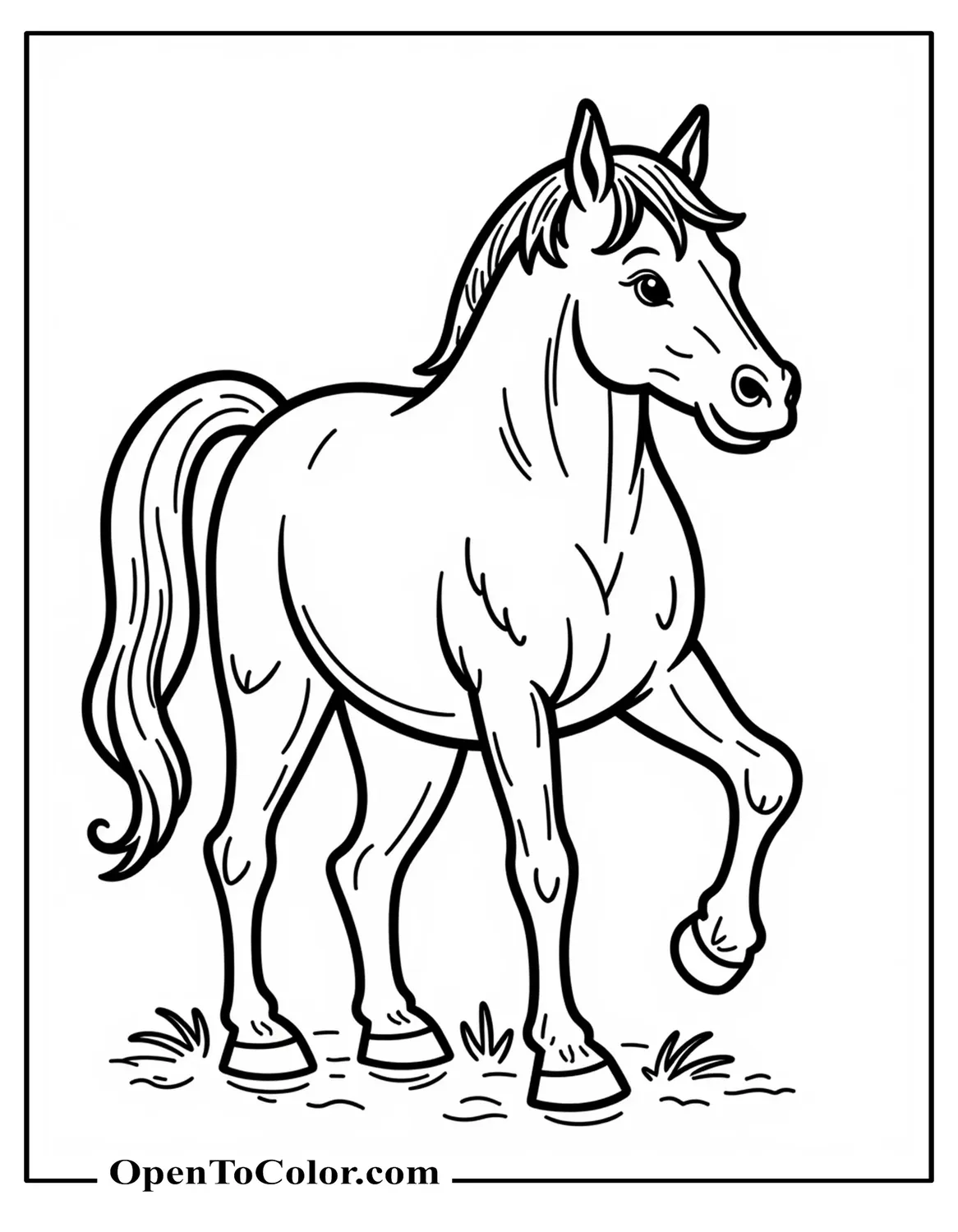 Printable Horse Shedding Coat Coloring Page, Transitioning Through Seasonal Change