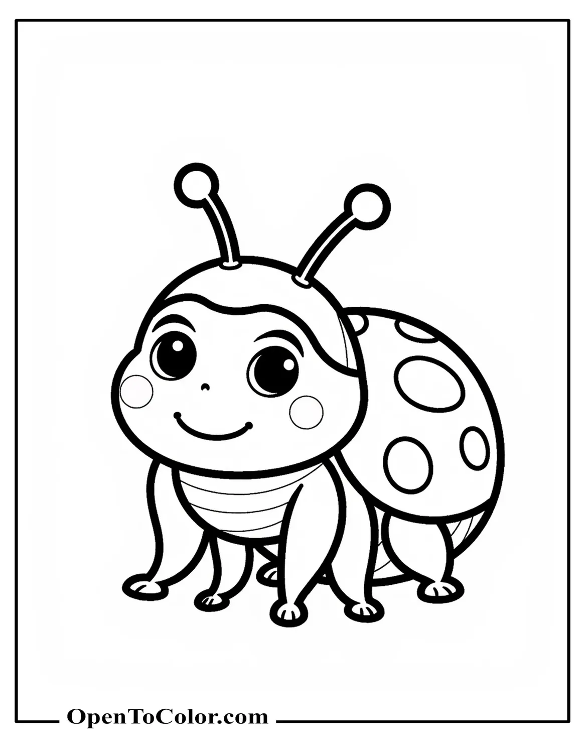 Free Coloring Sheet of Large Friendly Ladybug With Chunky Body