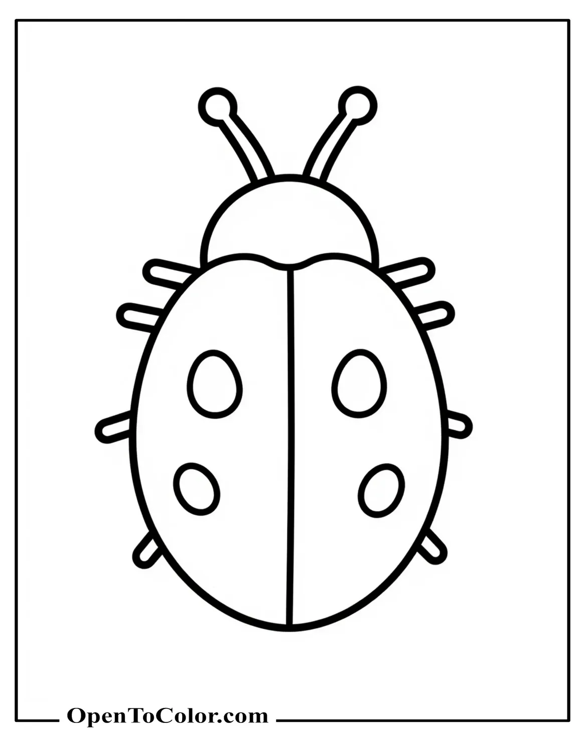 Printable Coloring Page of Light-Colored Ladybug Outline with Three Small Spots