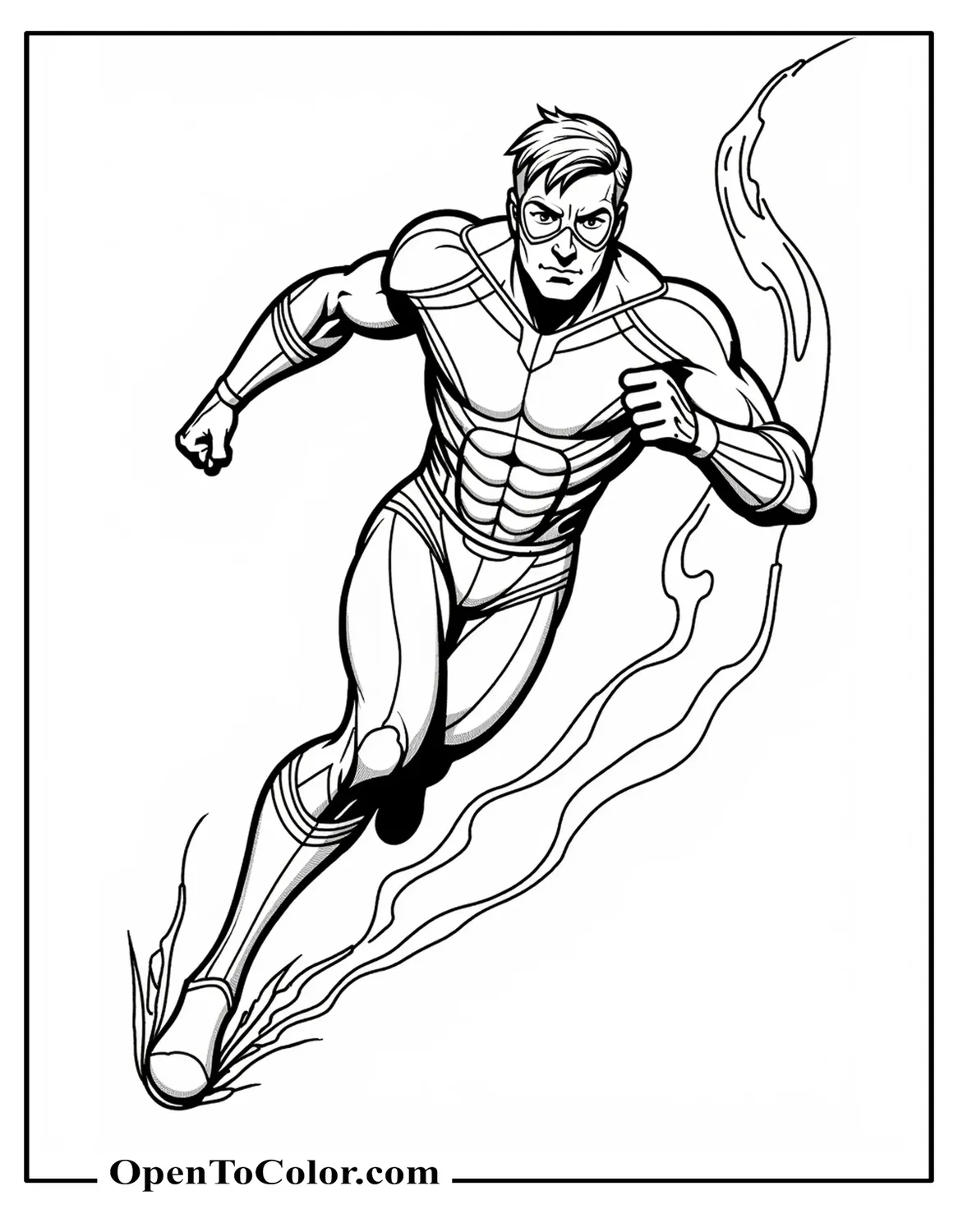 Free Marvel Avenger Quicksilver Coloring Sheet Sprinting Leaving Swirling Speed Trail Around Corner