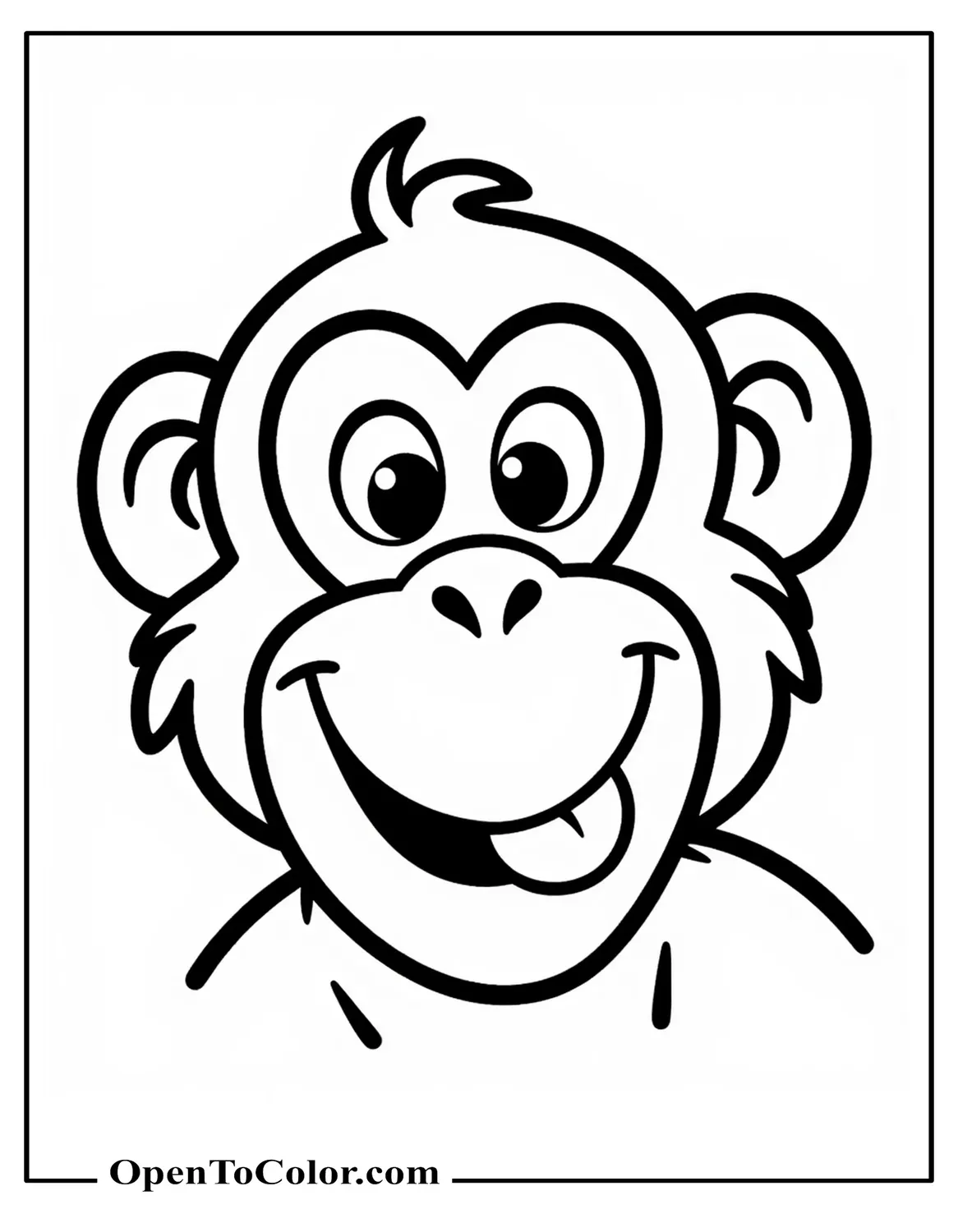 Close-Up Monkey Face Winking With Tongue Out Coloring Page Printable