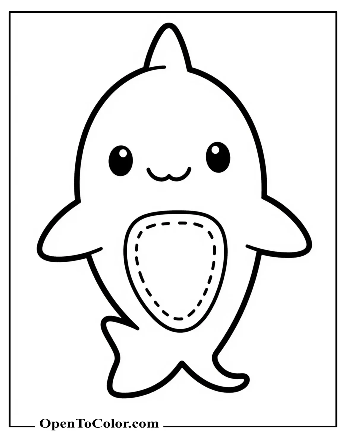Plush Squishmallow Shark Coloring Sheet PDF With Stitched Belly Patch