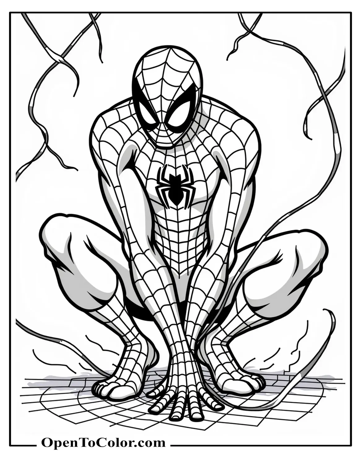 Spiderman 2 Movie Scene Coloring Page PDF