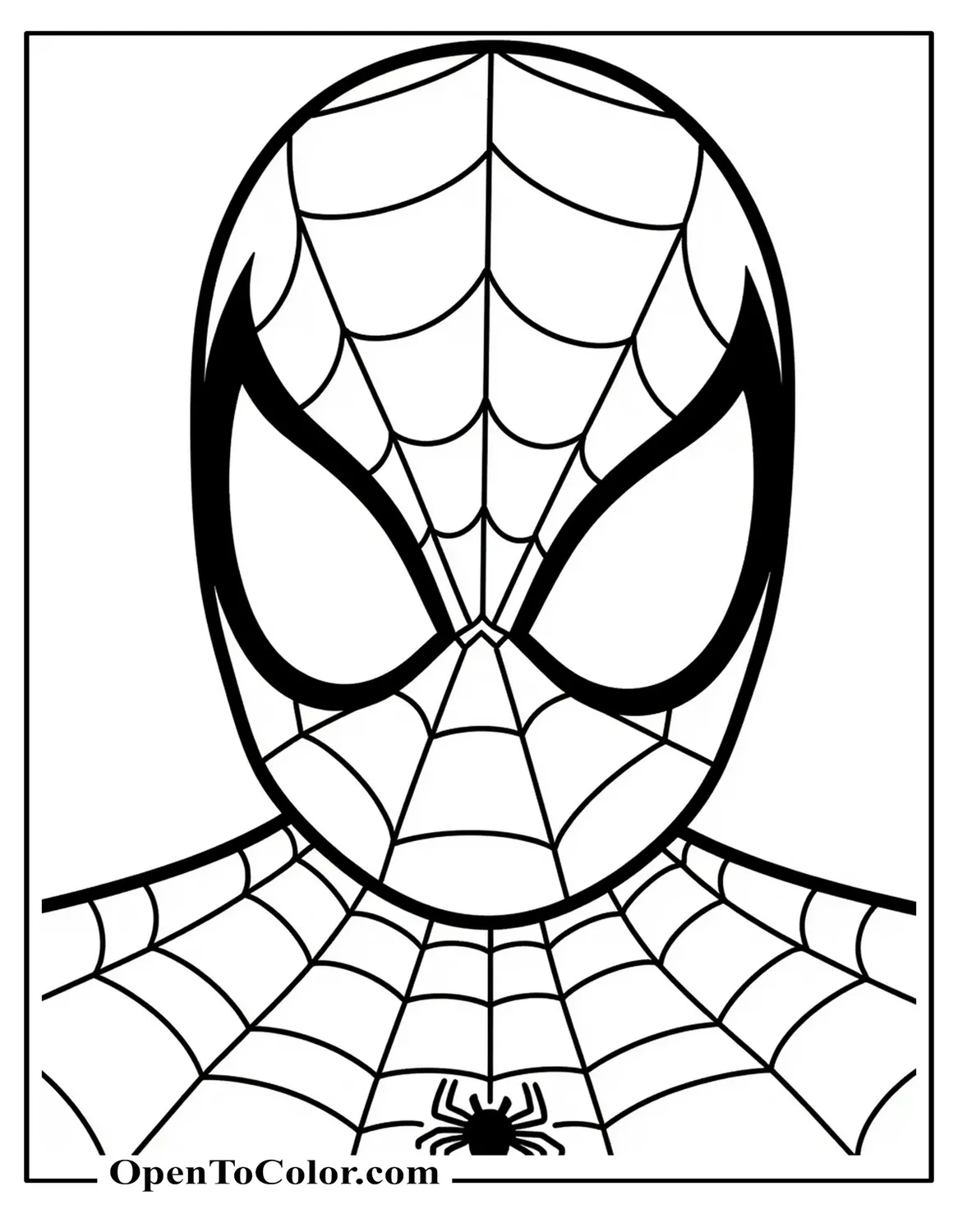 Spiderman Close Up With Large Eyes Coloring Page Printable