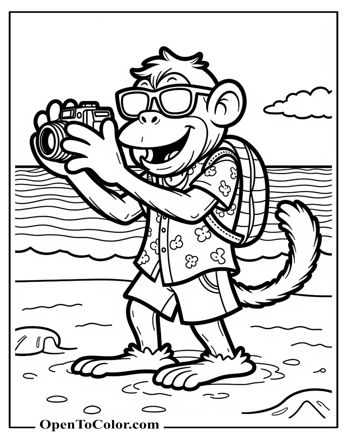 Free Coloring Page of Creepy Monkey Nutcracker Toy Banging Cymbals, Showing Teeth