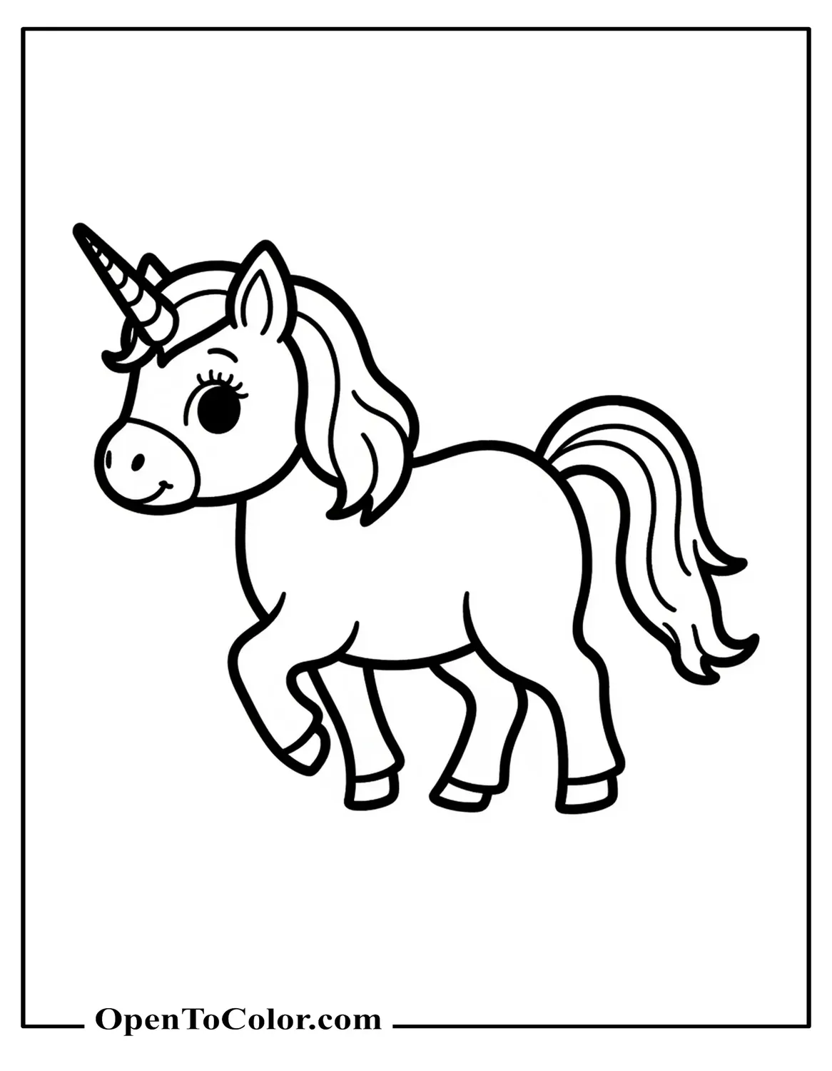 Free Coloring Page of Pony-Shaped Unicorn with Short Legs