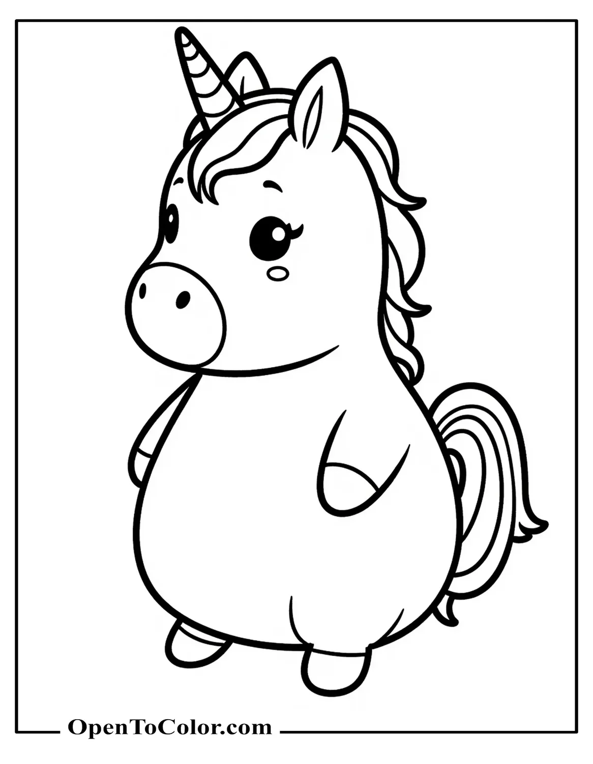 Plush Squishmallow Unicorn Coloring Page PDF With Tiny Limbs