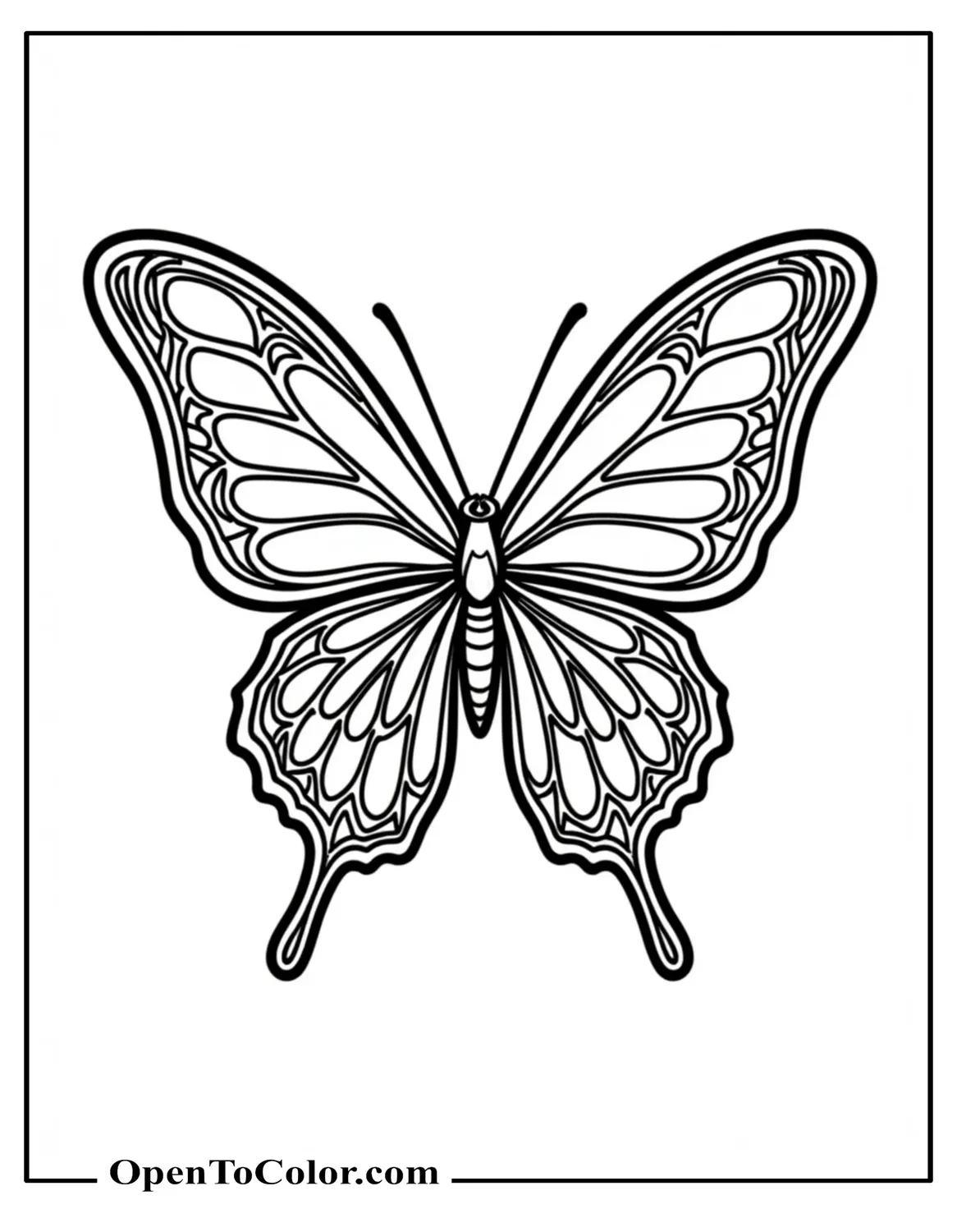 Unique Butterfly Coloring Sheet Displaying Spiral Lattice Wings Suited for Adults Free