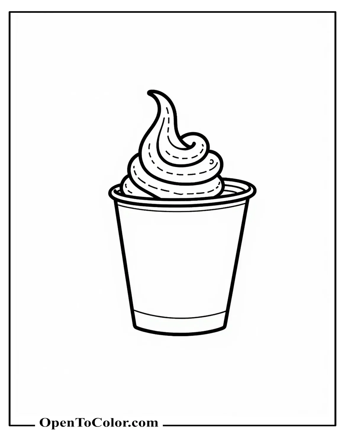 Printable Coloring Page of Minimal Cup Holding One Scoop of Ice Cream with No Extras