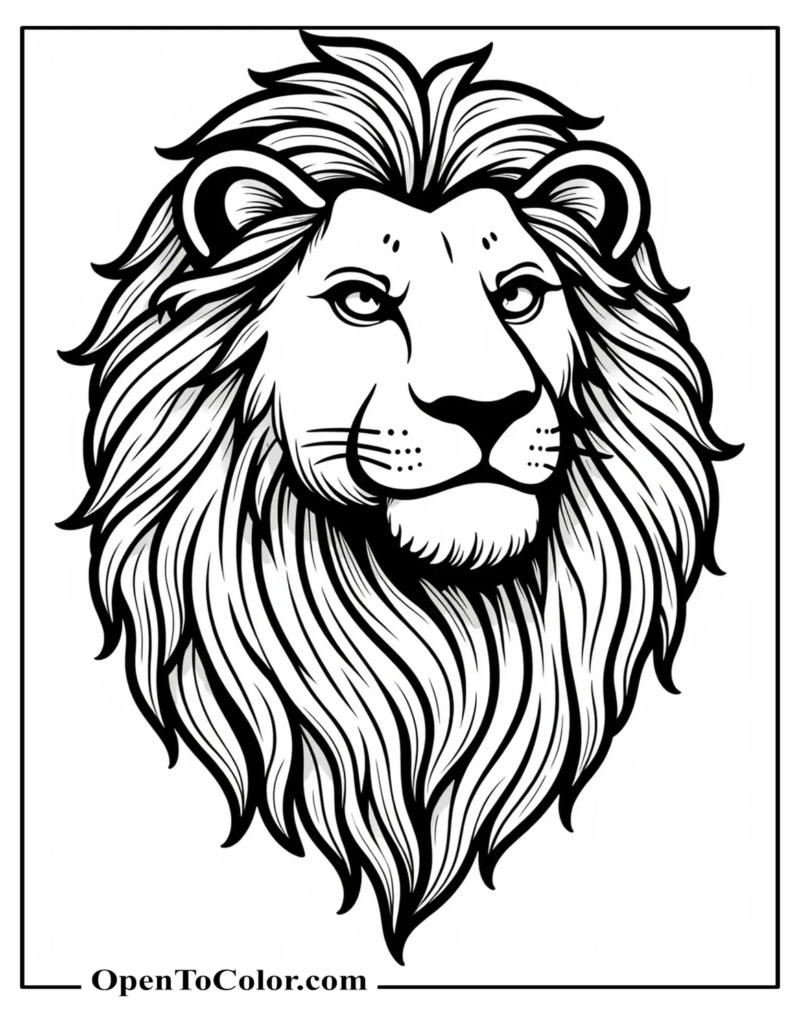 Free Coloring Page of Detailed Lion Bust with Layered Mane Filled with Tiny Patterns