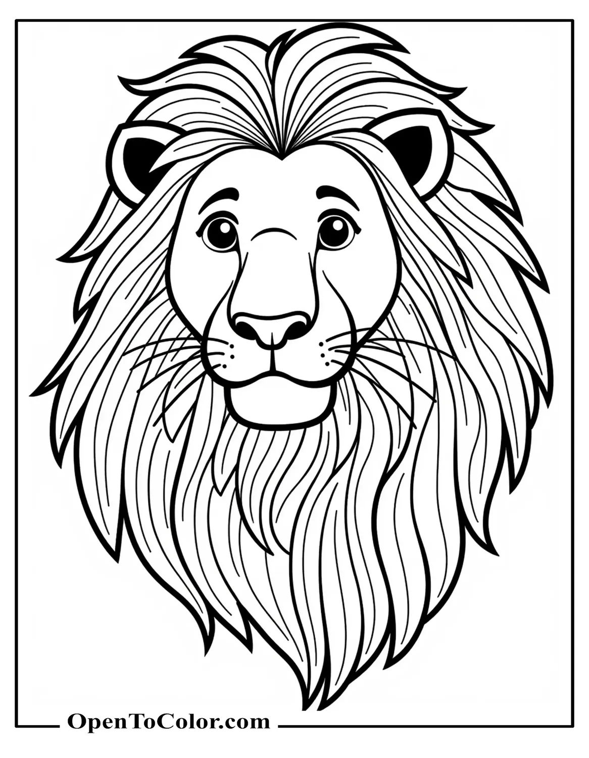 Close-Up Of Lion Mane With Layered Strands And Beads, Free Coloring Sheet