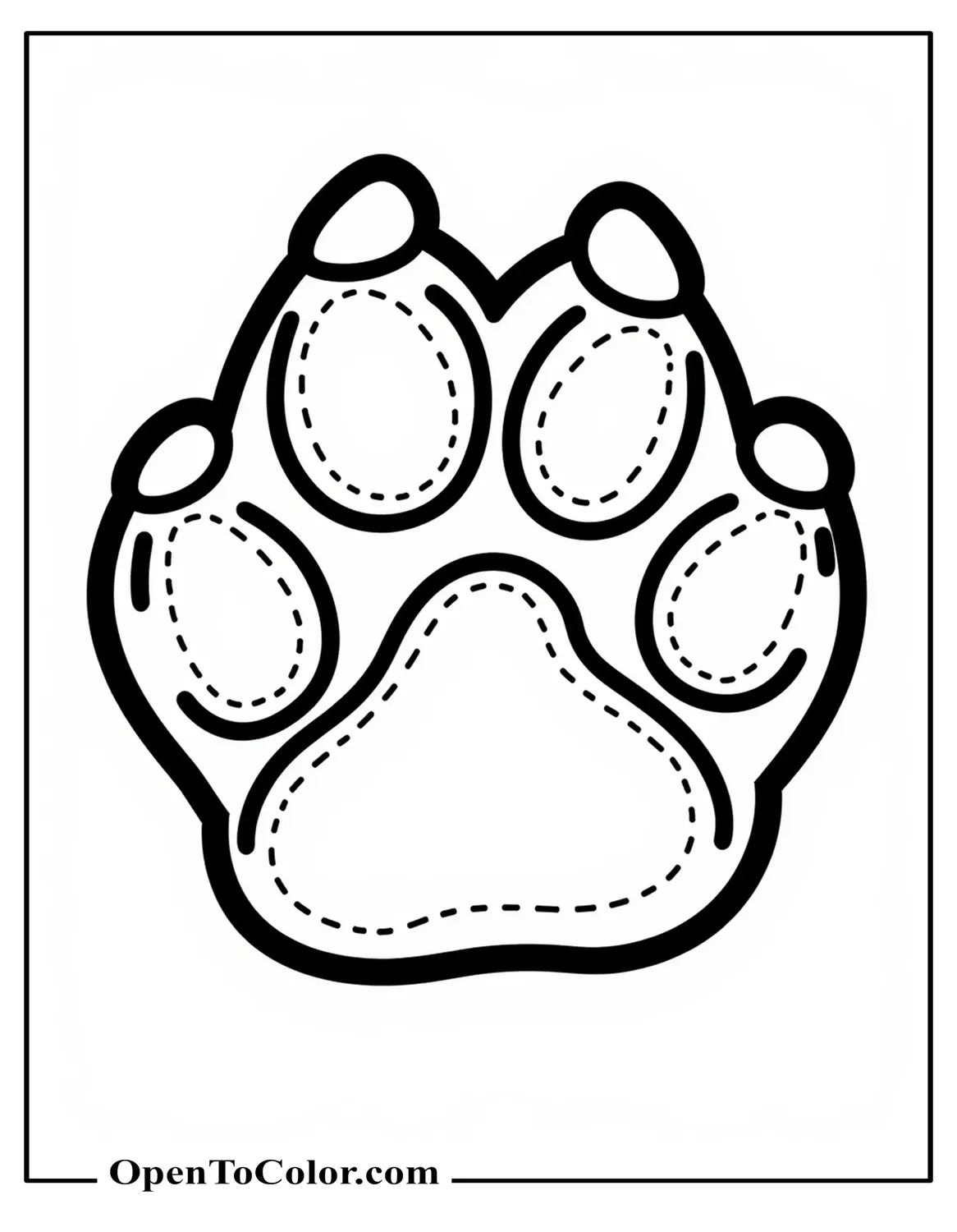 Single Lion Paw Print Large With Texture Lines Coloring Sheet PDF