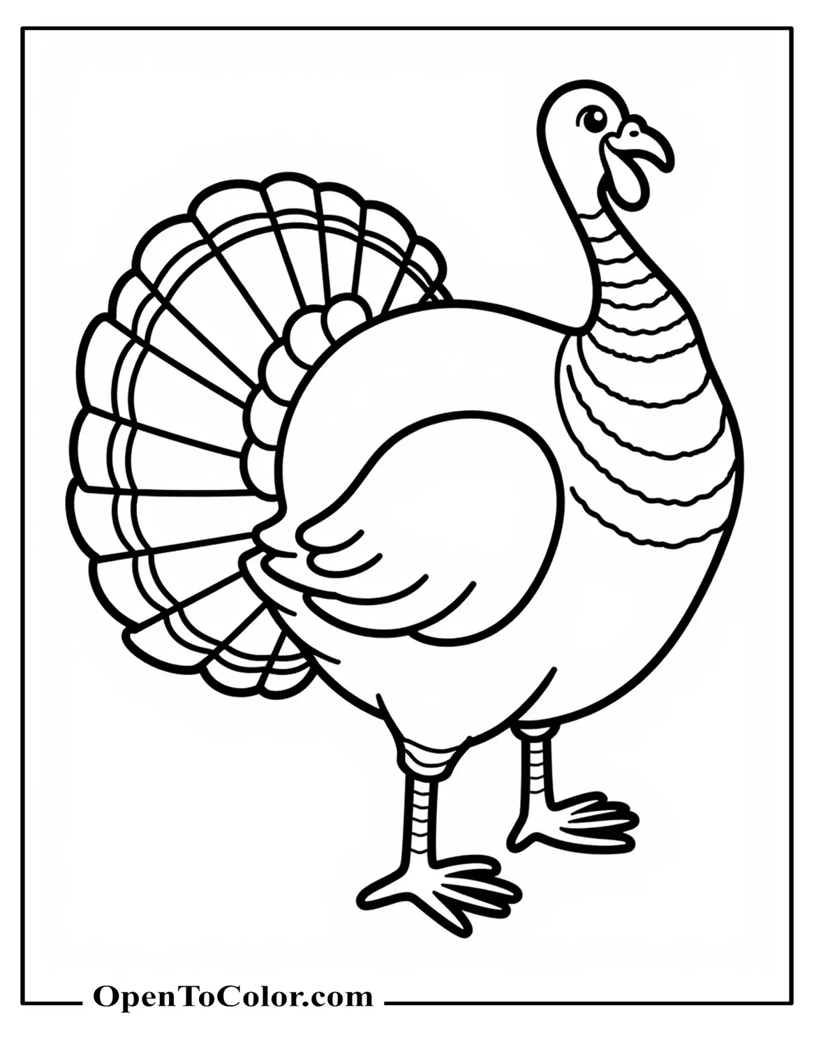 Turkey Close Up Tail Spread Printable Coloring Sheet