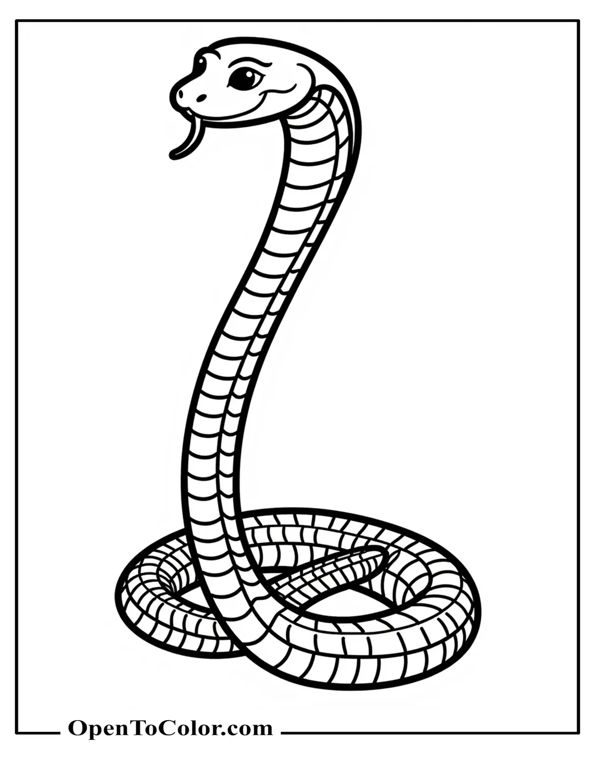 Slender Snake Coloring Page PDF With Alternating Narrow And Wide Ring Bands Along The Body