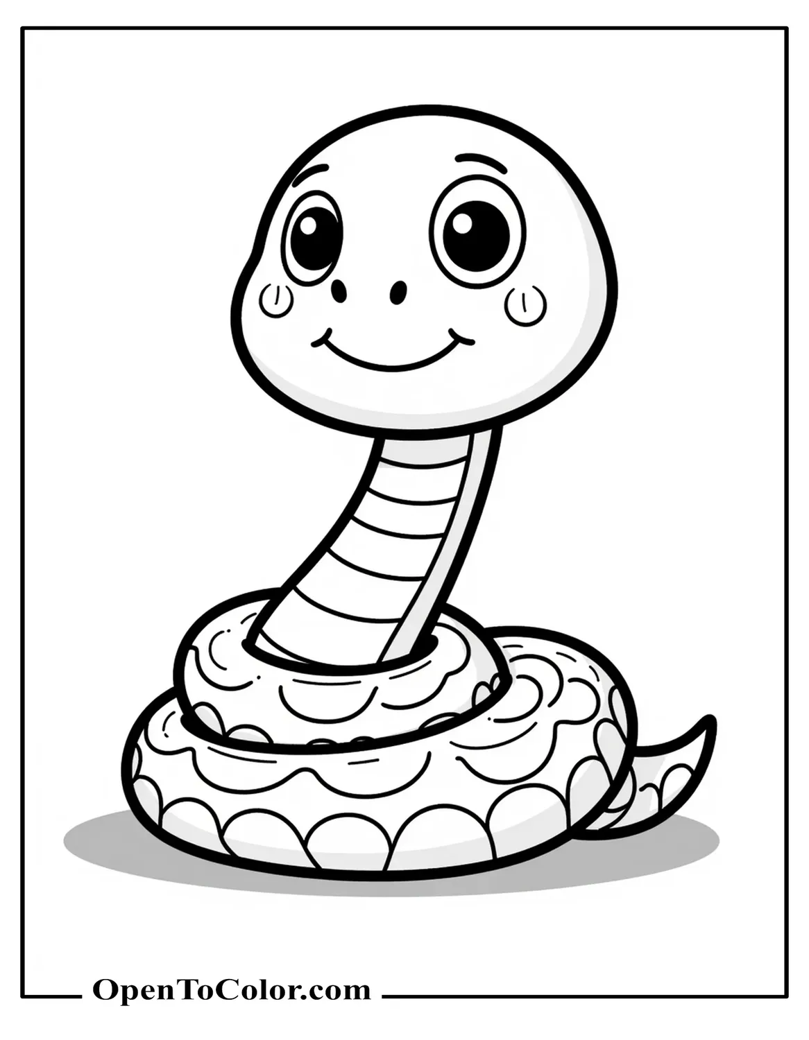 Silly Snake With Crossed Eyes And A Loose Knot In Its Body Coloring Page Printable